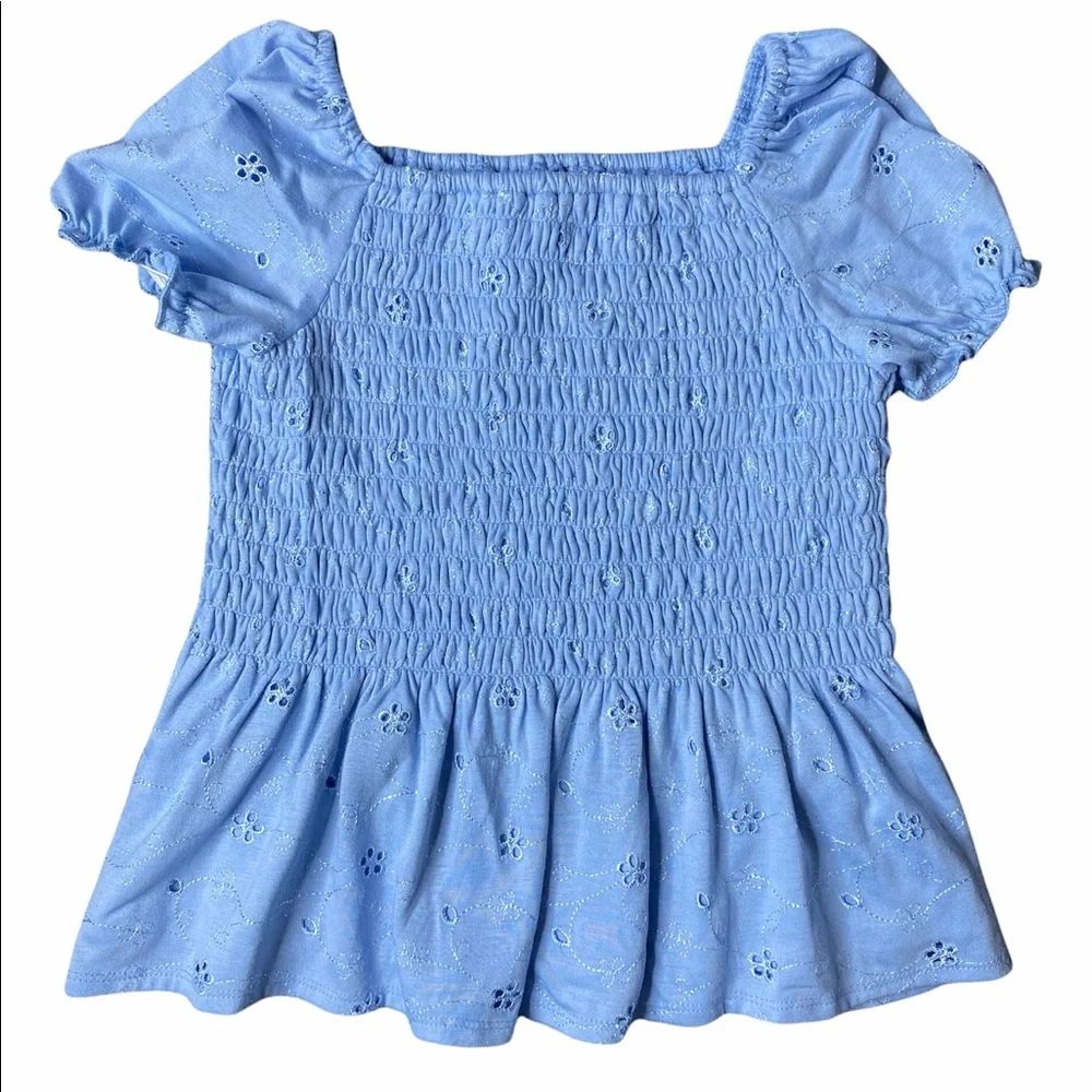 Girls Speechless Kids Scrunchy Blue Babydoll Top